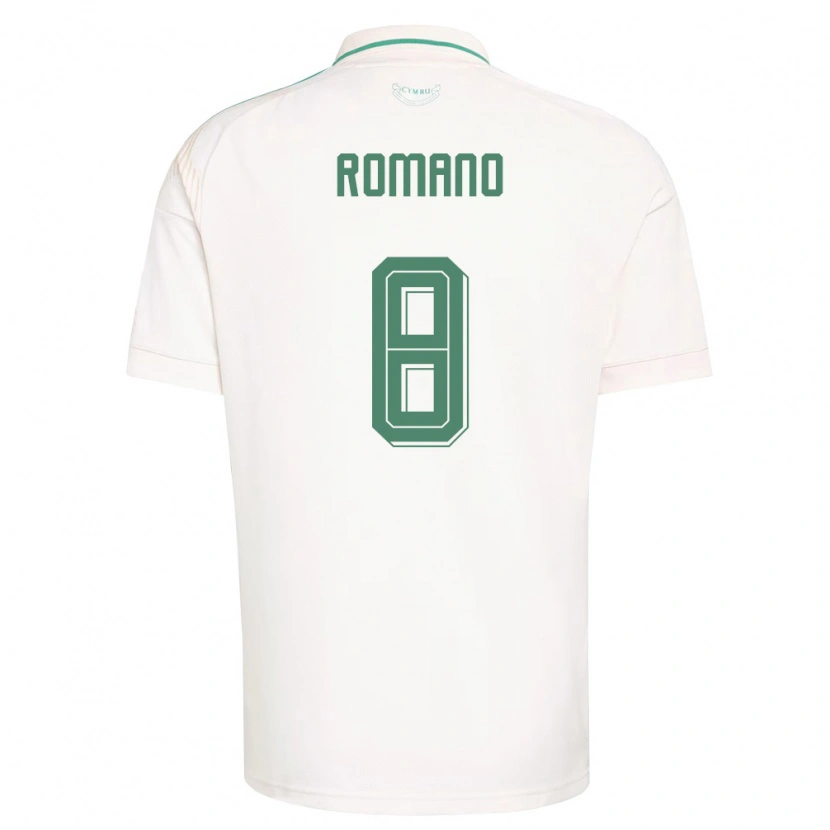 Danxen Men Wales Enzo Romano #8 White Brown Green Away Jersey 26-28 T-Shirt