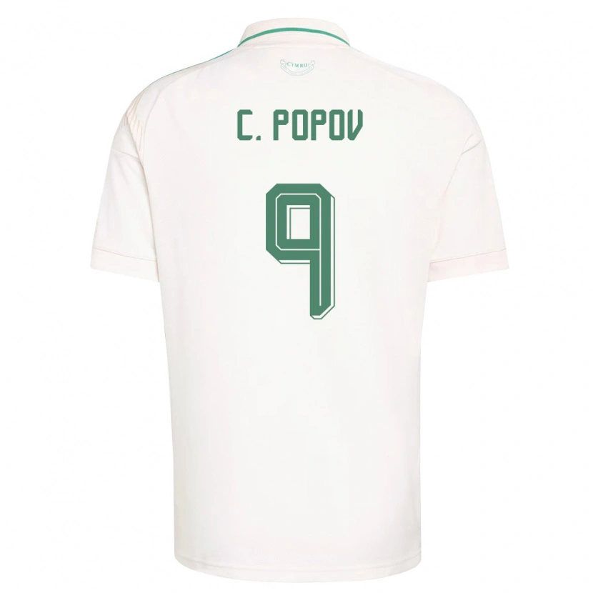 Danxen Men Wales Chris Popov #9 White Brown Green Away Jersey 26-28 T-Shirt