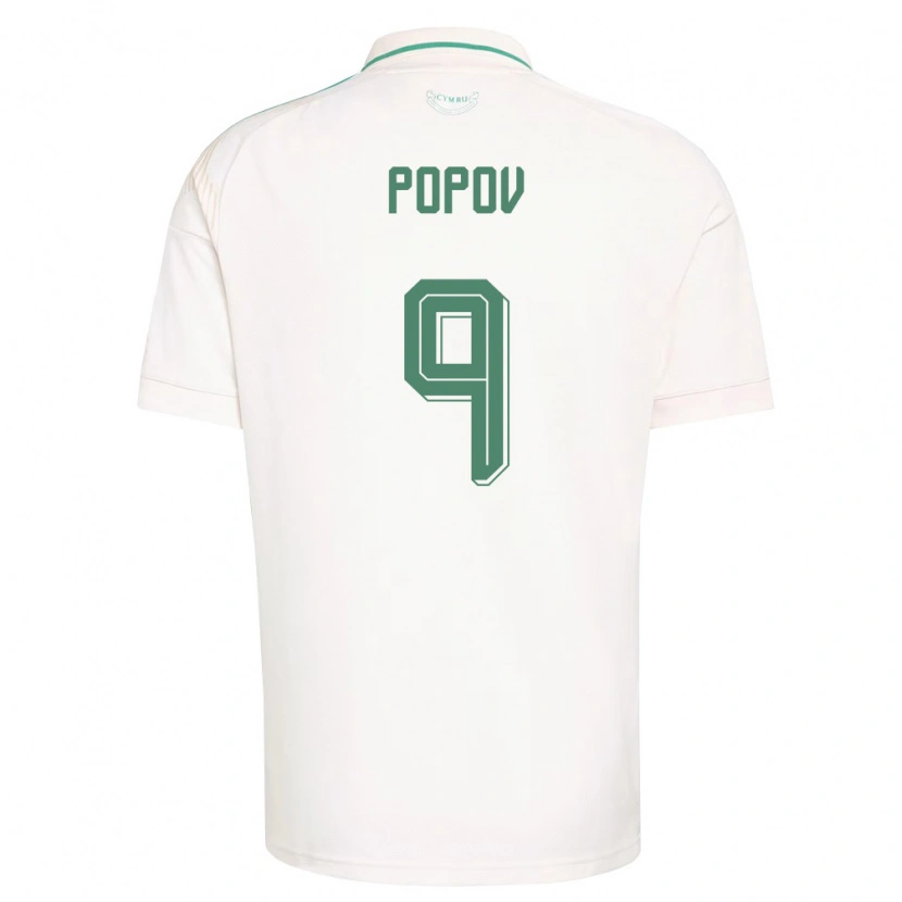 Danxen Men Wales Christopher Popov #9 White Brown Green Away Jersey 26-28 T-Shirt