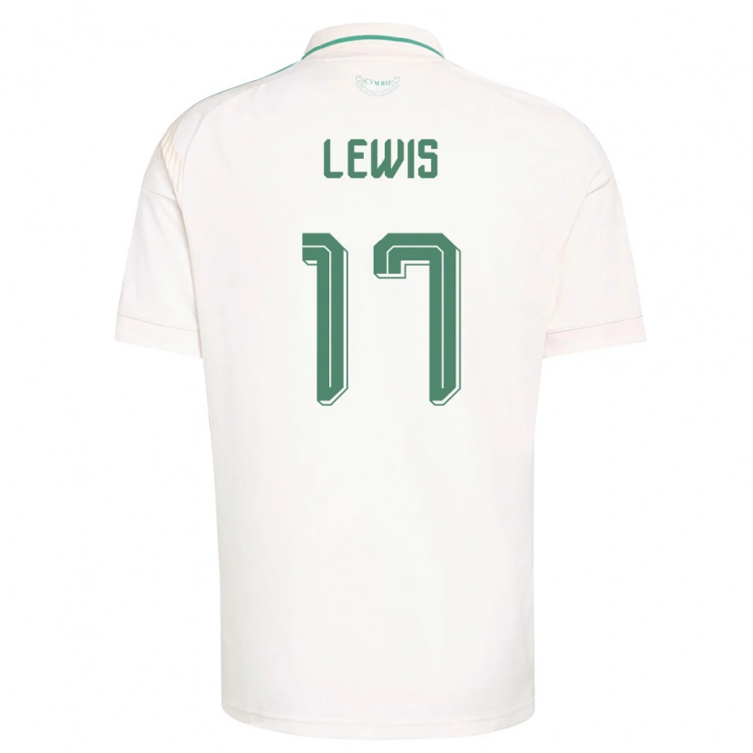 Danxen Men Wales Bobby Lewis #17 White Brown Green Away Jersey 26-28 T-Shirt