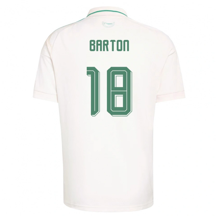 Danxen Men Wales Mannie Barton #18 White Brown Green Away Jersey 26-28 T-Shirt
