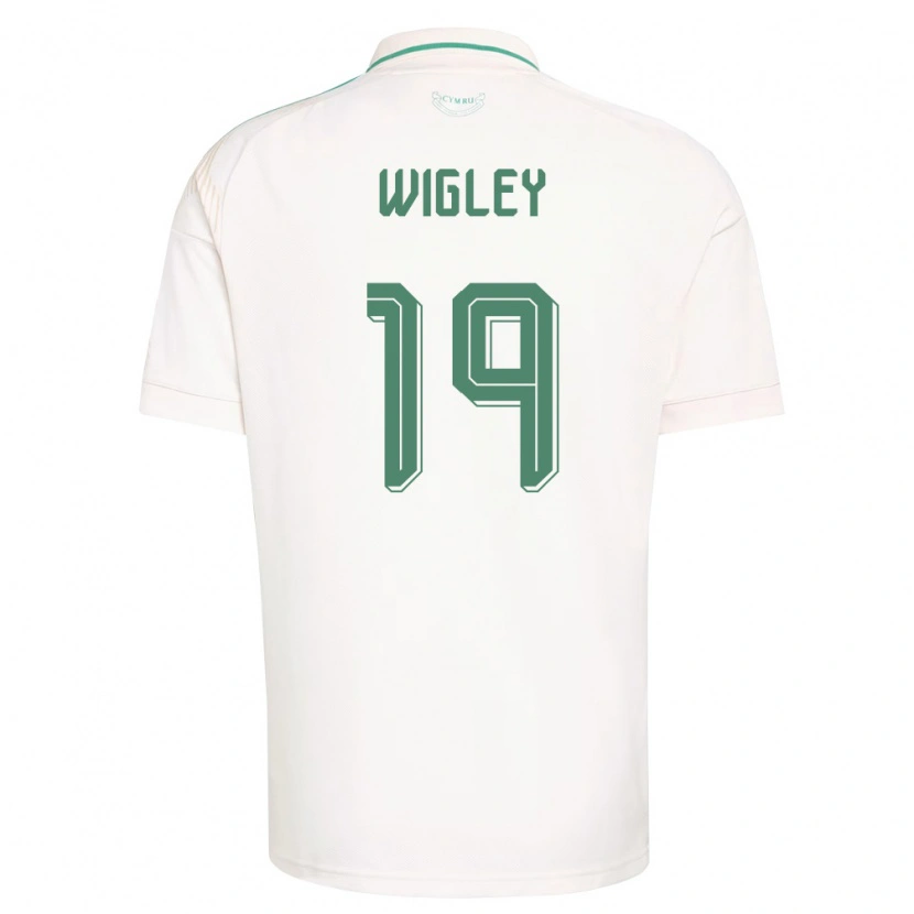 Danxen Men Wales Morgan Wigley #19 White Brown Green Away Jersey 26-28 T-Shirt