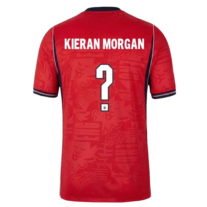 Danxen Men England Kieran Morgan #0 Red Navy White Away Jersey 26-28 T-Shirt