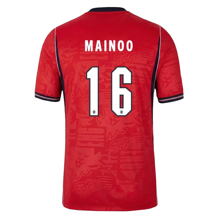 Danxen Men England Kobbie Mainoo #16 Red Navy White Away Jersey 26-28 T-Shirt