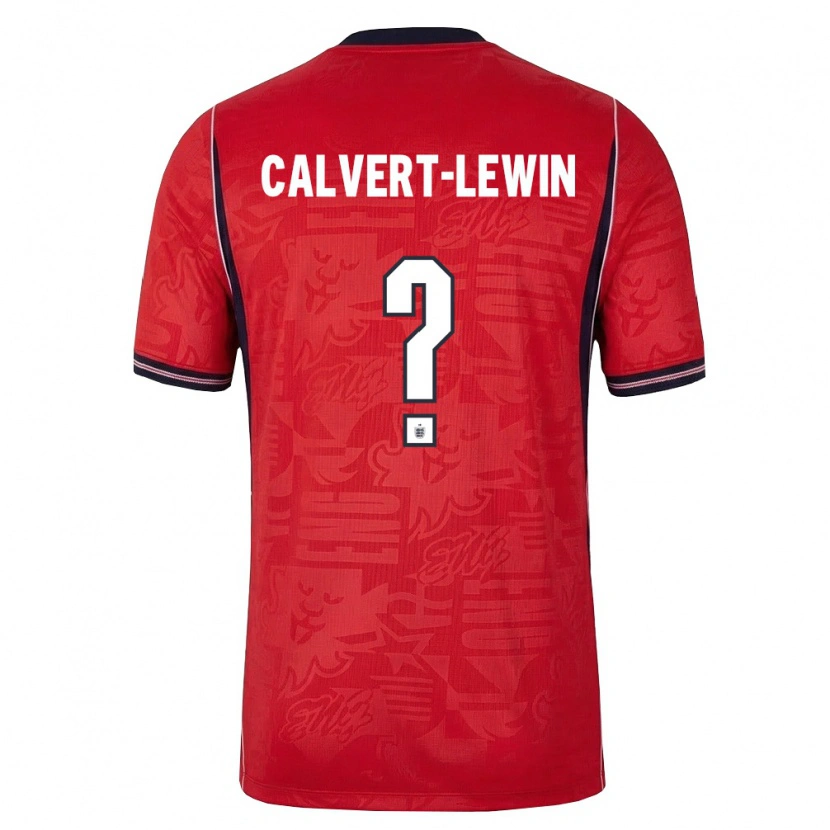 Danxen Men England Dominic Calvert-Lewin #0 Red Navy White Away Jersey 26-28 T-Shirt