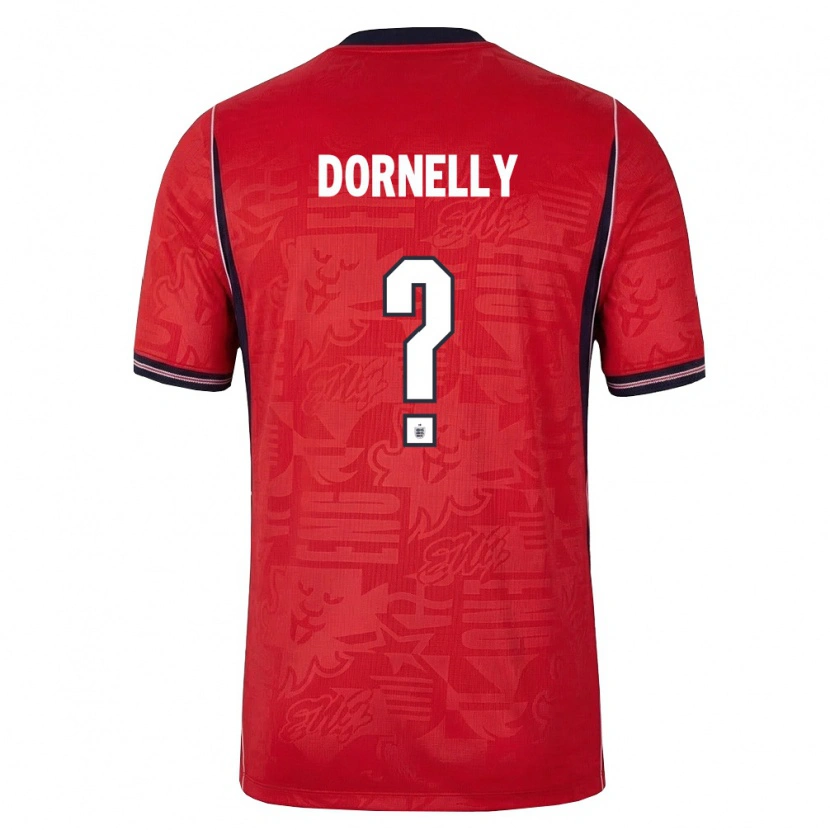 Danxen Men England James Dornelly #0 Red Navy White Away Jersey 26-28 T-Shirt