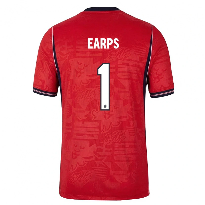 Danxen Men England Mary Earps #1 Red Navy White Away Jersey 26-28 T-Shirt