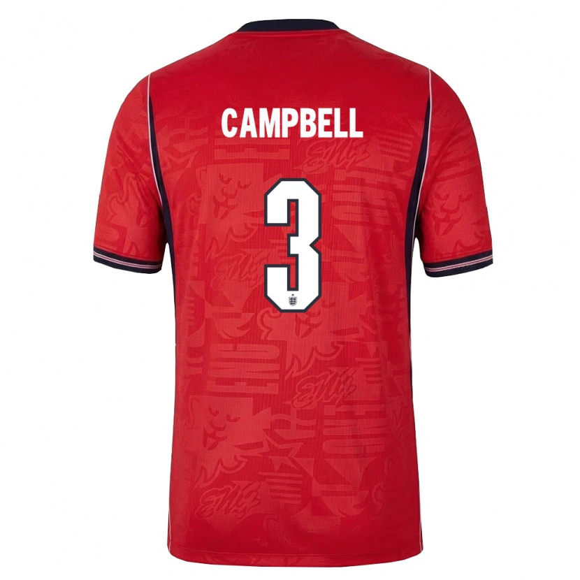 Danxen Men England Elijah Campbell #3 Red Navy White Away Jersey 26-28 T-Shirt
