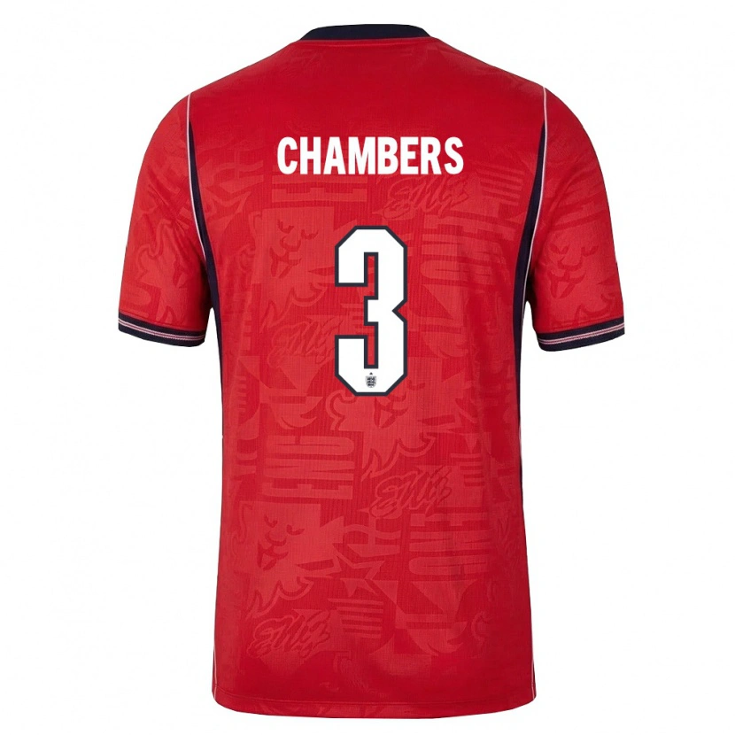 Danxen Men England Luke Chambers #3 Red Navy White Away Jersey 26-28 T-Shirt