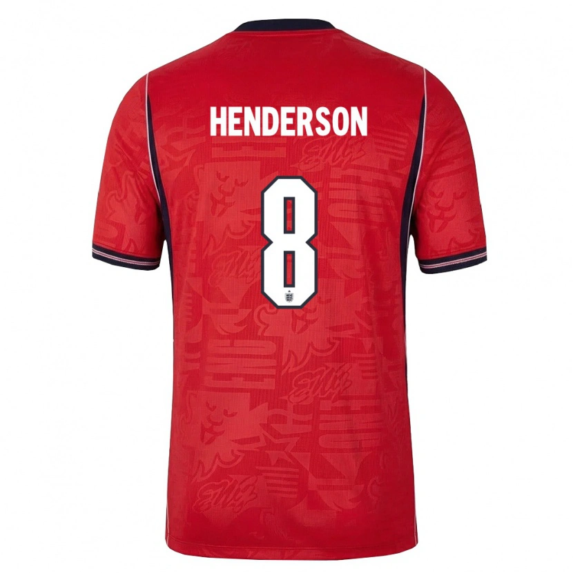 Danxen Men England Jordan Henderson #8 Red Navy White Away Jersey 26-28 T-Shirt