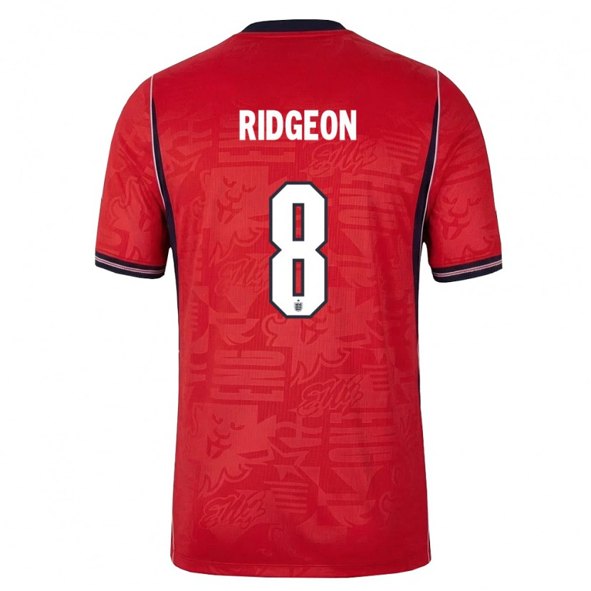 Danxen Men England Seth Ridgeon #8 Red Navy White Away Jersey 26-28 T-Shirt