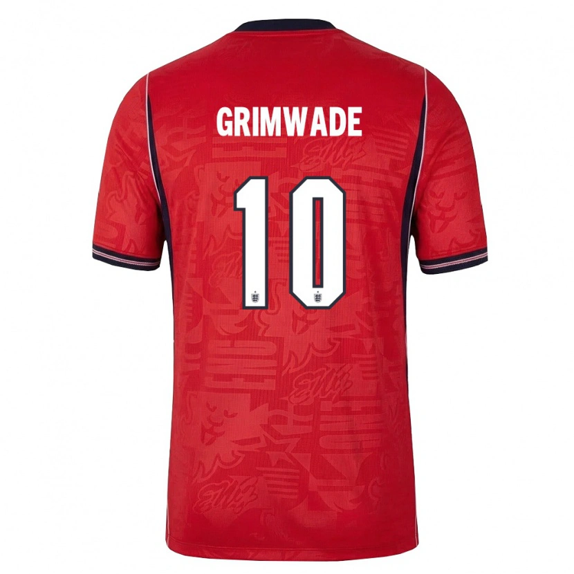 Danxen Men England Heze Grimwade #10 Red Navy White Away Jersey 26-28 T-Shirt
