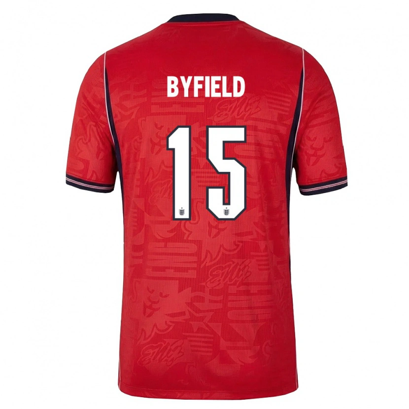 Danxen Men England Jun'ai Byfield #15 Red Navy White Away Jersey 26-28 T-Shirt