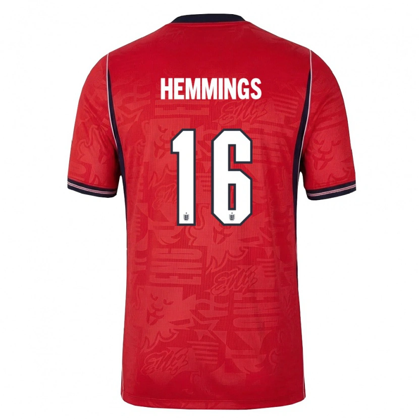 Danxen Men England George Hemmings #16 Red Navy White Away Jersey 26-28 T-Shirt