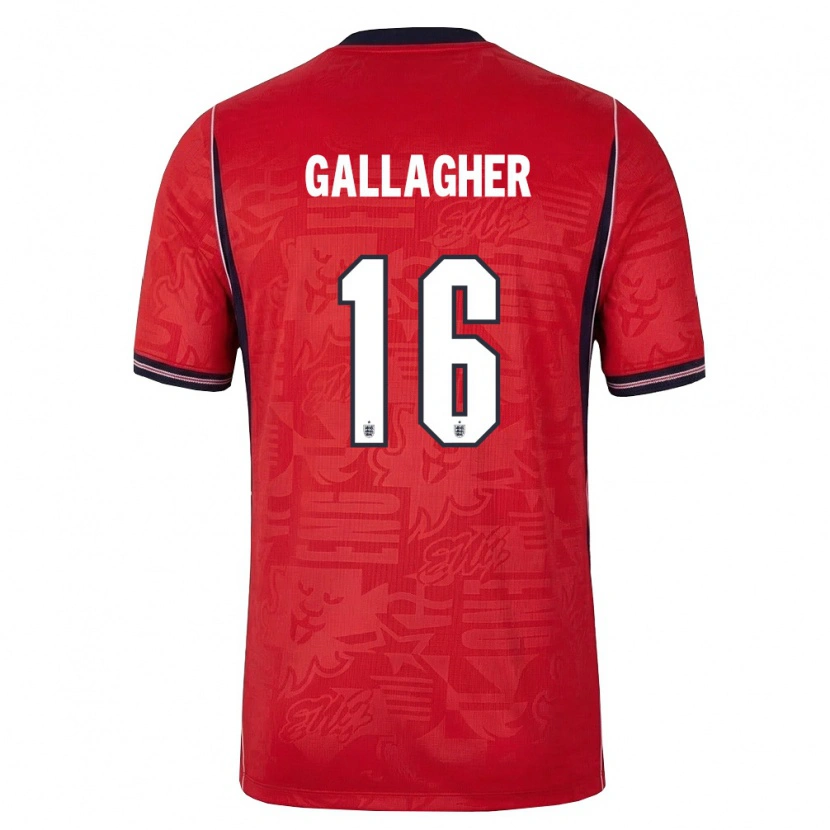 Danxen Men England Conor Gallagher #16 Red Navy White Away Jersey 26-28 T-Shirt