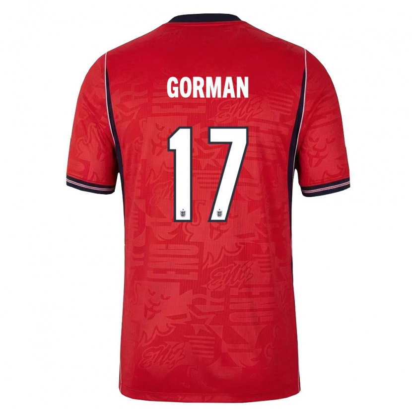 Danxen Men England Finlay Gorman #17 Red Navy White Away Jersey 26-28 T-Shirt