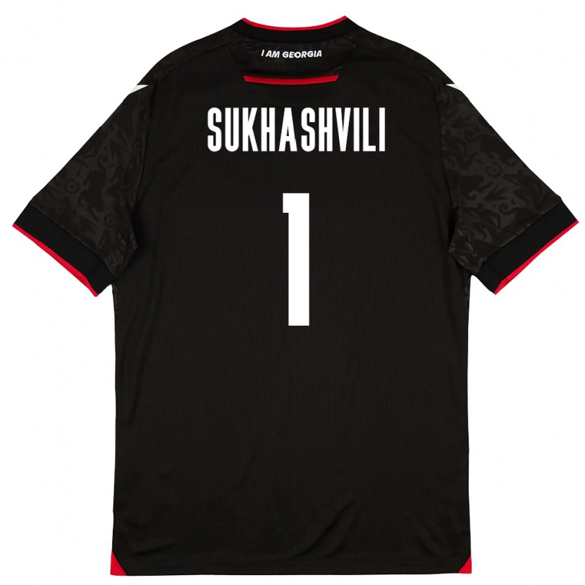 Danxen Men Georgia Teona Sukhashvili #1 Black White Red Away Jersey 26-28 T-Shirt