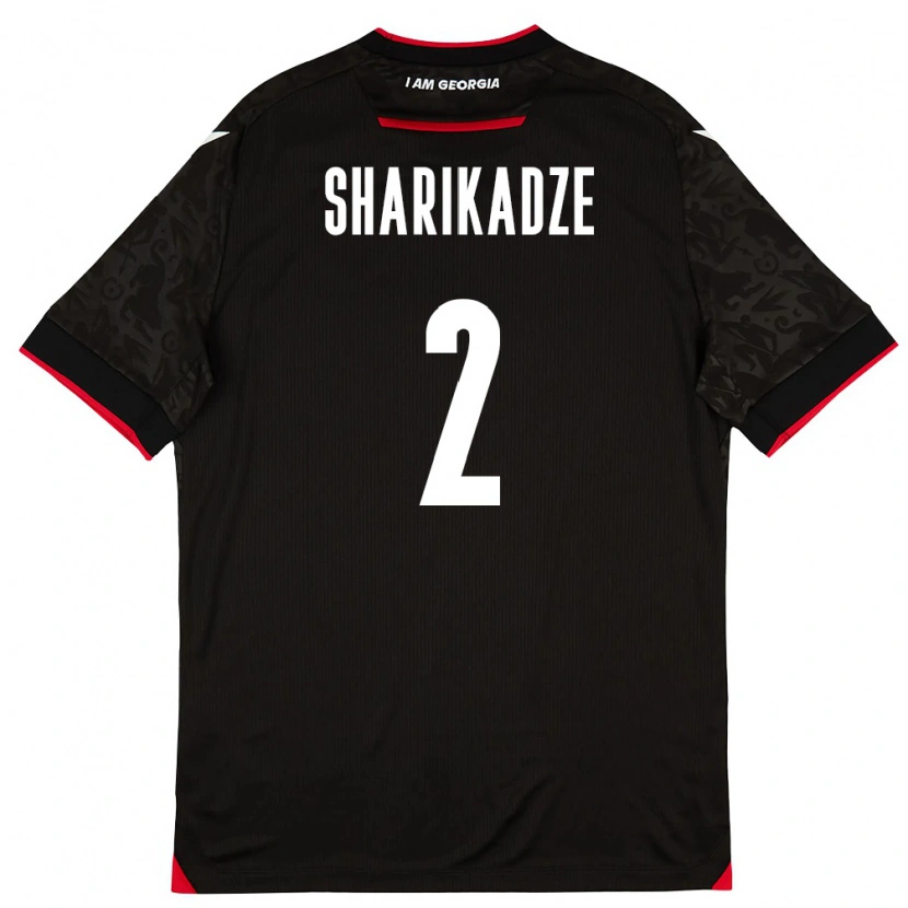 Danxen Men Georgia Luka Sharikadze #2 Black White Red Away Jersey 26-28 T-Shirt