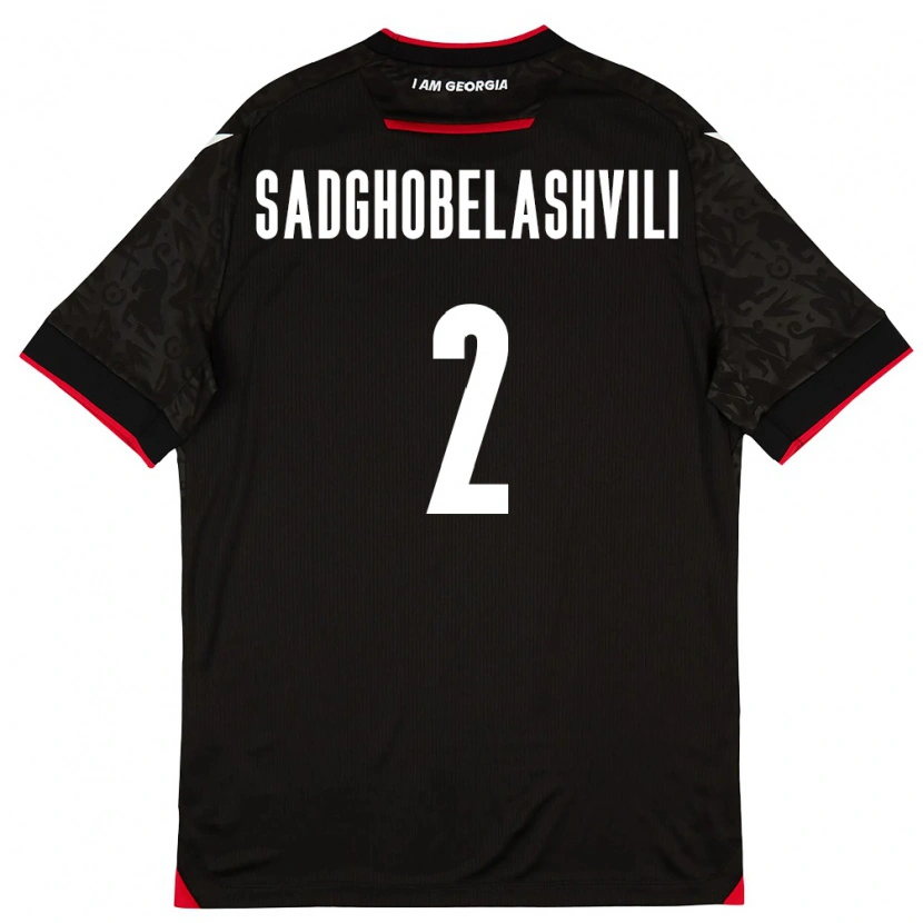 Danxen Men Georgia Gela Sadghobelashvili #2 Black White Red Away Jersey 26-28 T-Shirt
