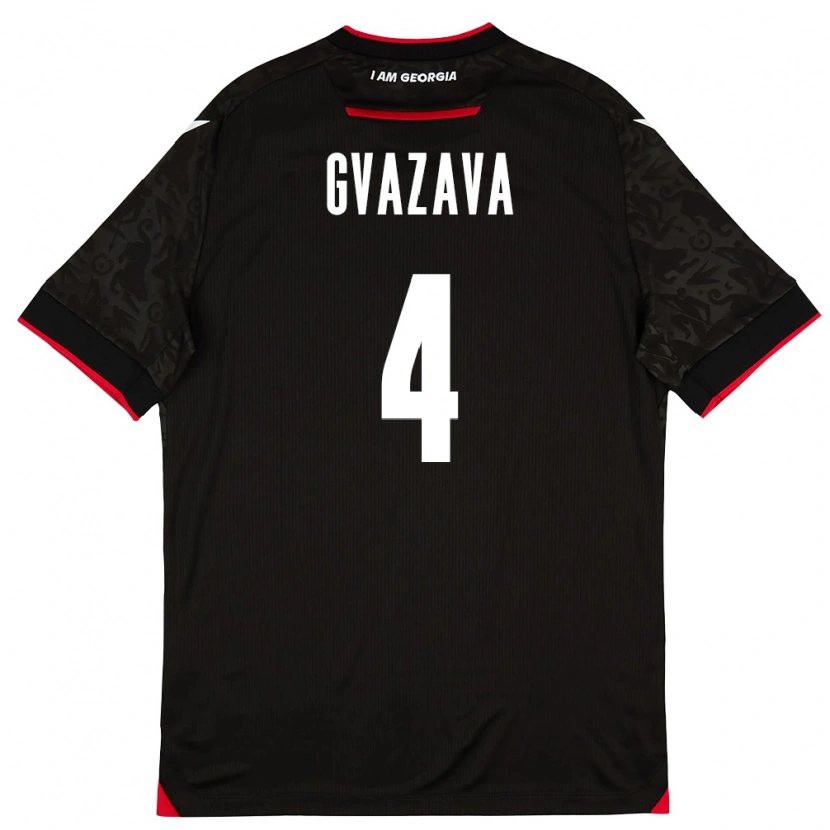 Danxen Men Georgia Nikoloz Gvazava #4 Black White Red Away Jersey 26-28 T-Shirt