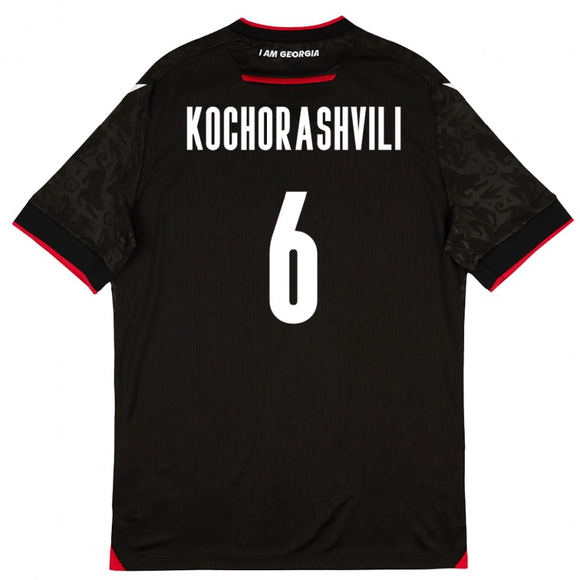 Danxen Men Georgia Giorgi Kochorashvili #6 Black White Red Away Jersey 26-28 T-Shirt