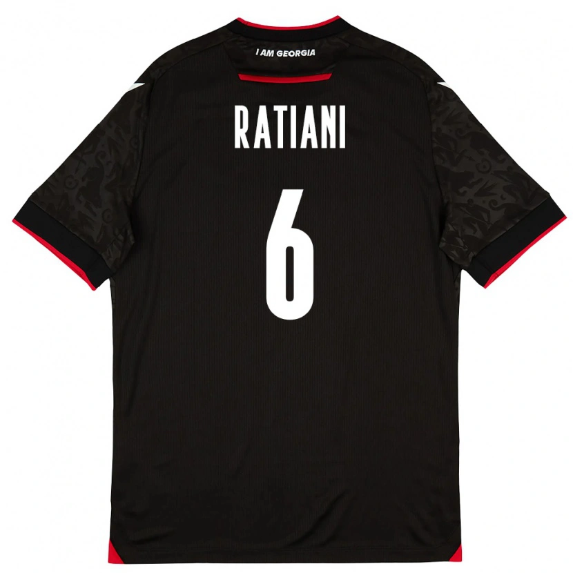 Danxen Men Georgia Sandro Ratiani #6 Black White Red Away Jersey 26-28 T-Shirt