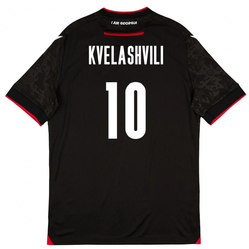 Danxen Men Georgia Nikoloz Kvelashvili #10 Black White Red Away Jersey 26-28 T-Shirt