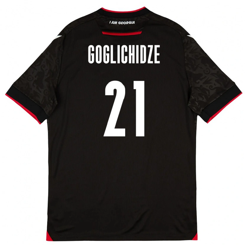 Danxen Men Georgia Saba Goglichidze #21 Black White Red Away Jersey 26-28 T-Shirt