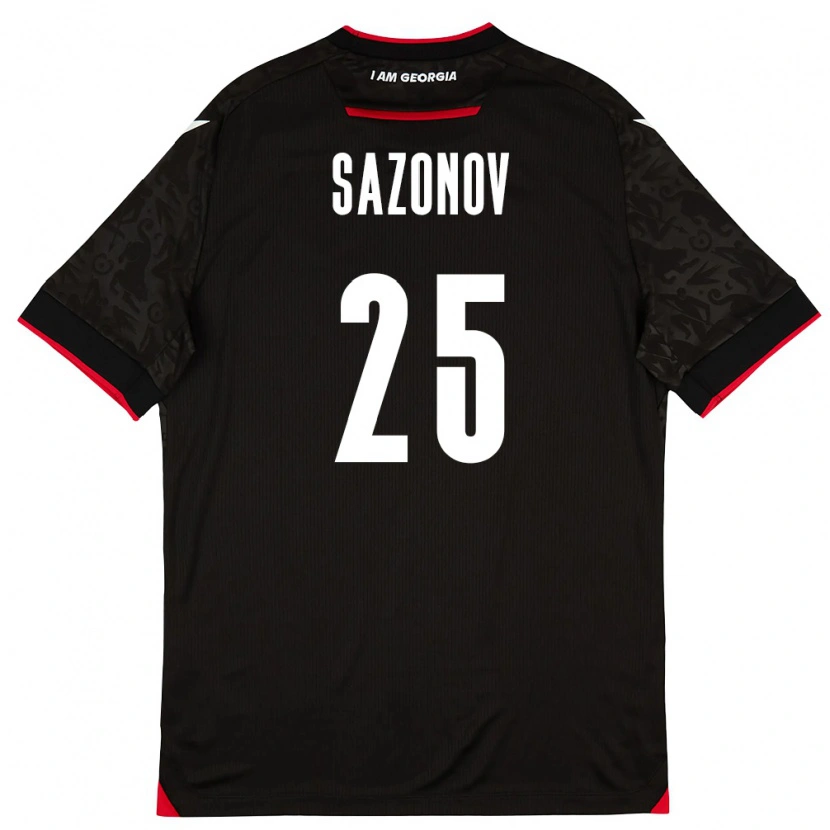 Danxen Men Georgia Saba Sazonov #25 Black White Red Away Jersey 26-28 T-Shirt