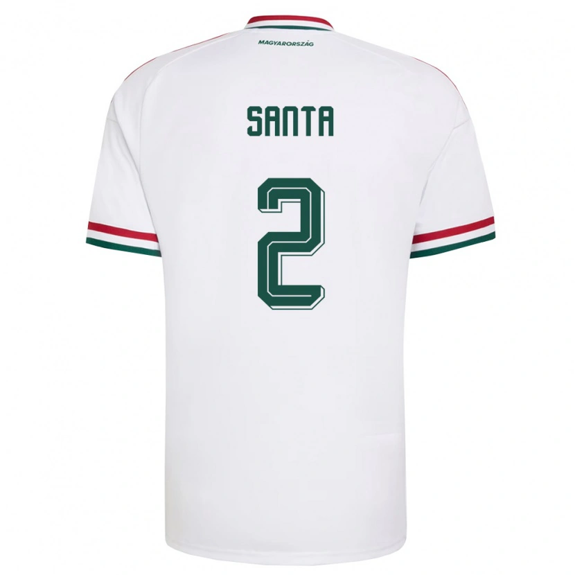 Danxen Men Hungary Milán Sánta #2 White Red Green Away Jersey 26-28 T-Shirt