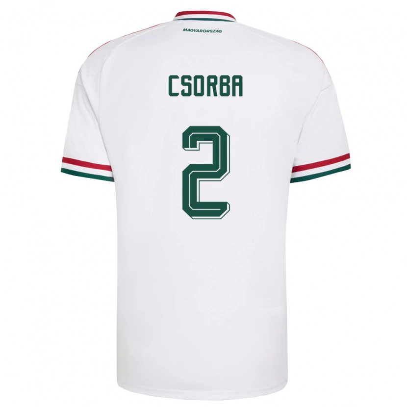 Danxen Men Hungary Dominik Csorba #2 White Red Green Away Jersey 26-28 T-Shirt