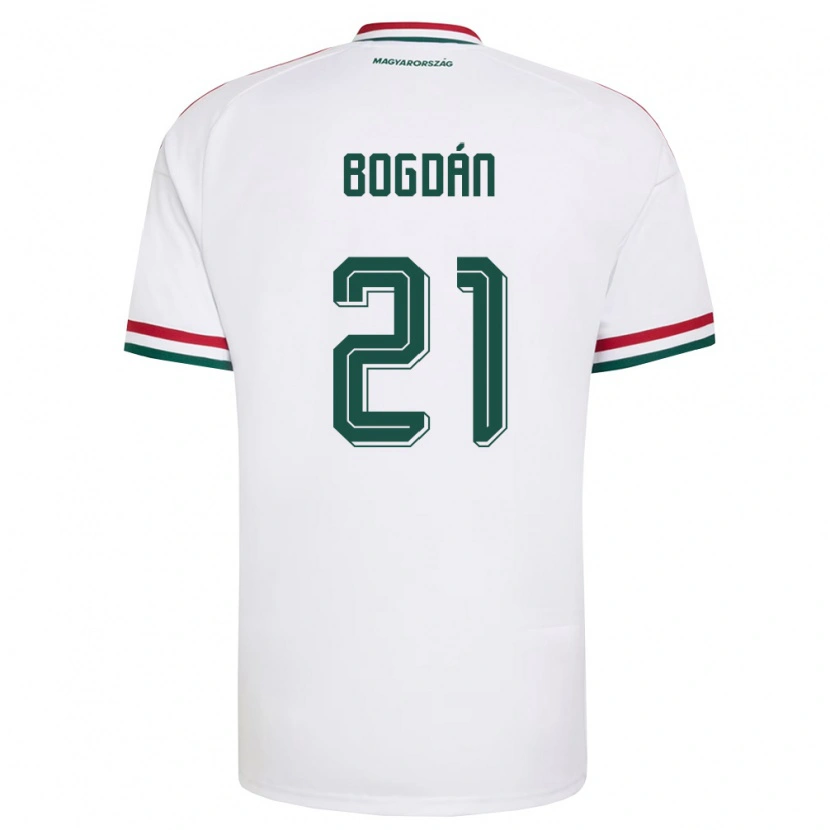 Danxen Men Hungary Martin Bogdán #21 White Red Green Away Jersey 26-28 T-Shirt