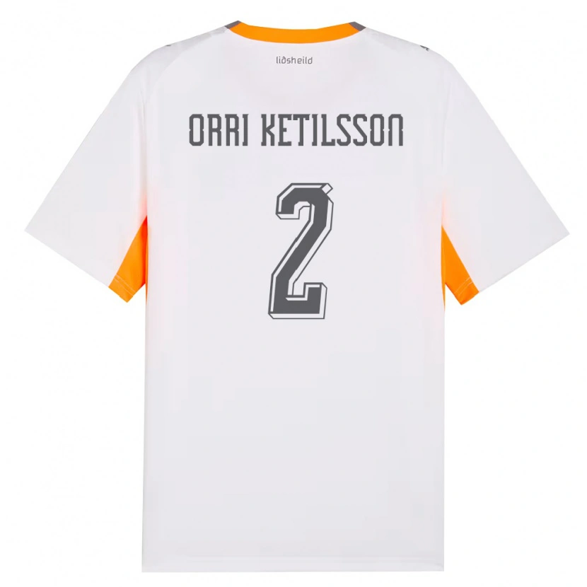 Danxen Men Iceland Ketill Orri Ketilsson #2 White Orange Gray Away Jersey 26-28 T-Shirt