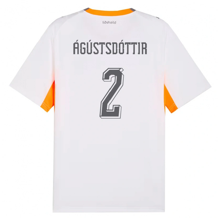 Danxen Men Iceland Berglind Rós Ágústsdóttir #2 White Orange Gray Away Jersey 26-28 T-Shirt