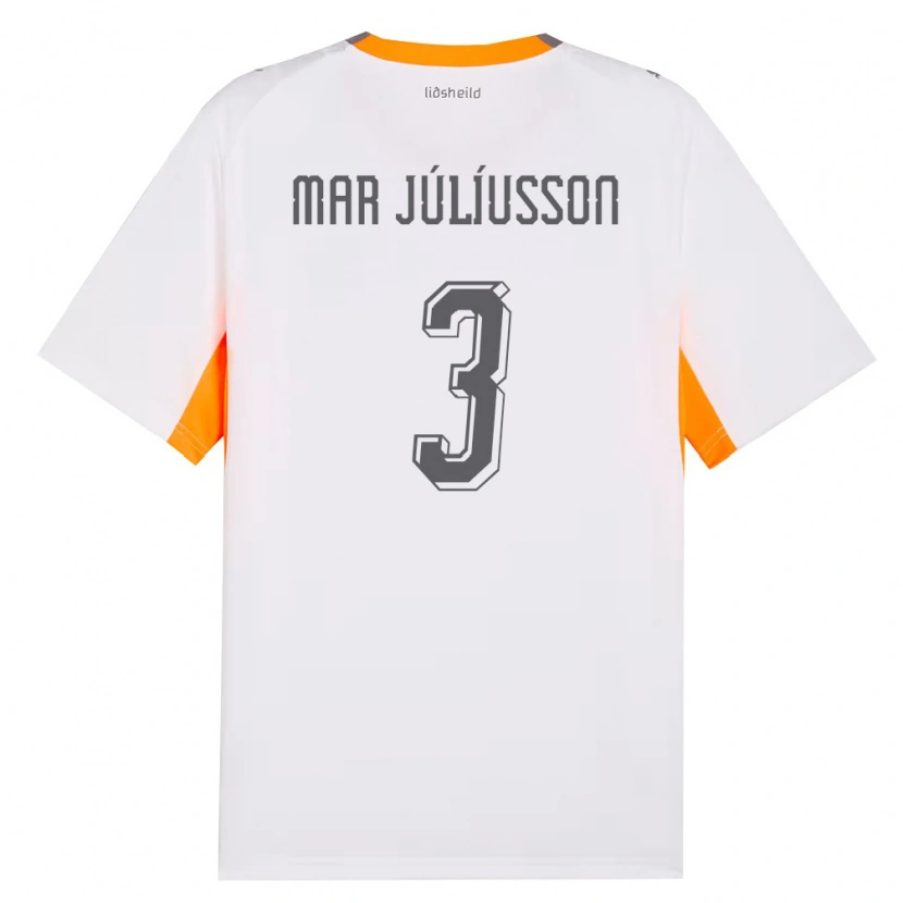 Danxen Men Iceland Júlíus Mar Júlíusson #3 White Orange Gray Away Jersey 26-28 T-Shirt
