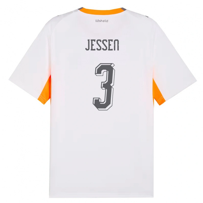 Danxen Men Iceland Sandra Jessen #3 White Orange Gray Away Jersey 26-28 T-Shirt