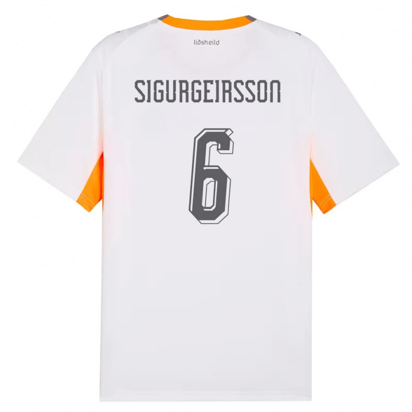 Danxen Men Iceland Rúnar Thór Sigurgeirsson #6 White Orange Gray Away Jersey 26-28 T-Shirt