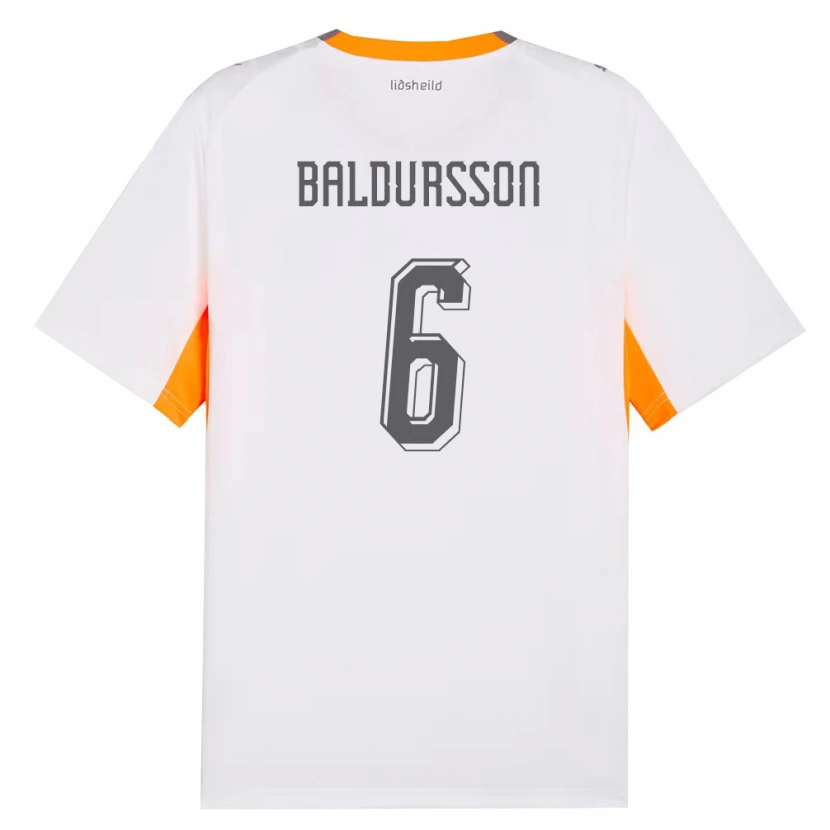 Danxen Men Iceland Breki Baldursson #6 White Orange Gray Away Jersey 26-28 T-Shirt