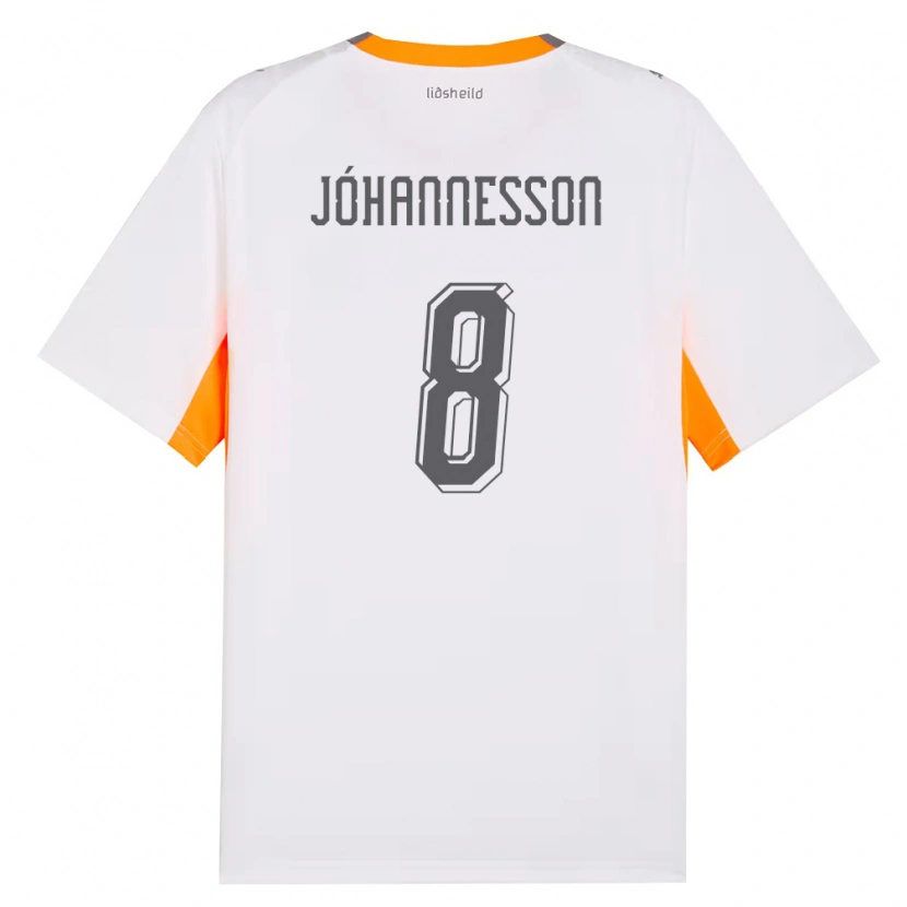 Danxen Men Iceland Ísak Jóhannesson #8 White Orange Gray Away Jersey 26-28 T-Shirt