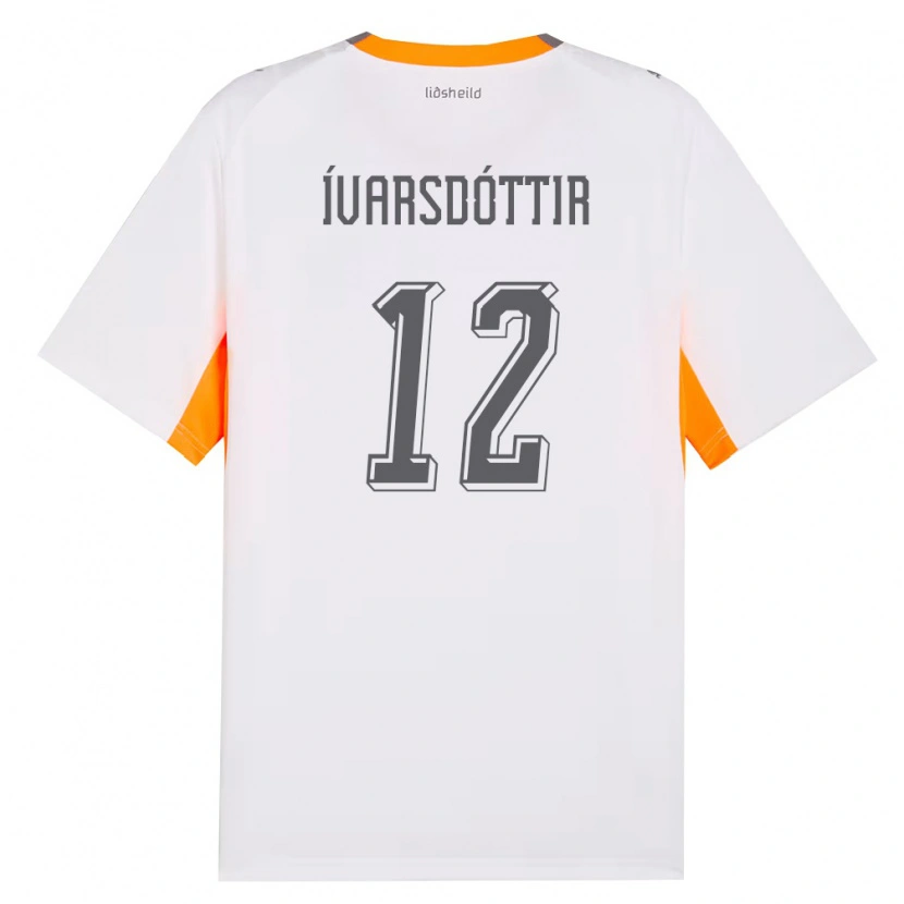 Danxen Men Iceland Telma Ívarsdóttir #12 White Orange Gray Away Jersey 26-28 T-Shirt