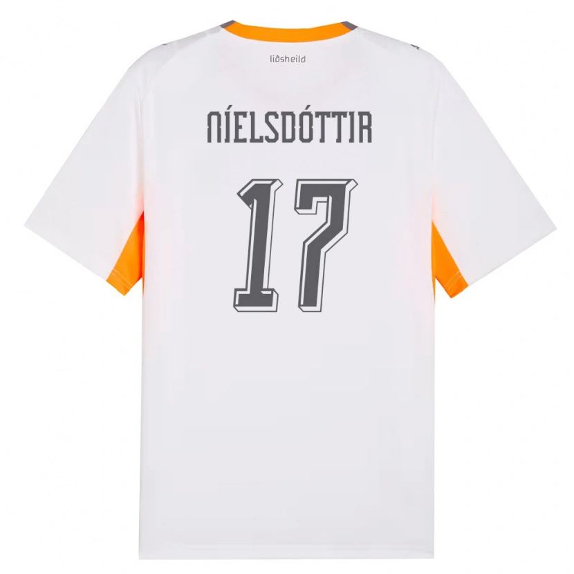 Danxen Men Iceland Bryndís Arna Níelsdóttir #17 White Orange Gray Away Jersey 26-28 T-Shirt