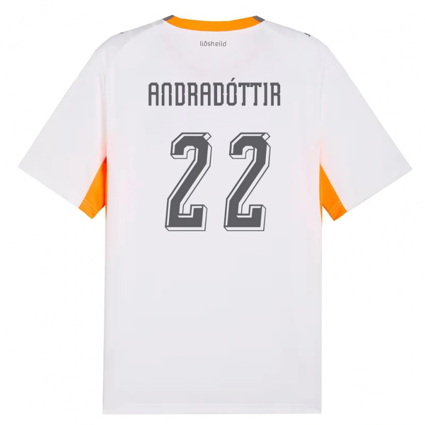 Danxen Men Iceland Amanda Andradóttir #22 White Orange Gray Away Jersey 26-28 T-Shirt