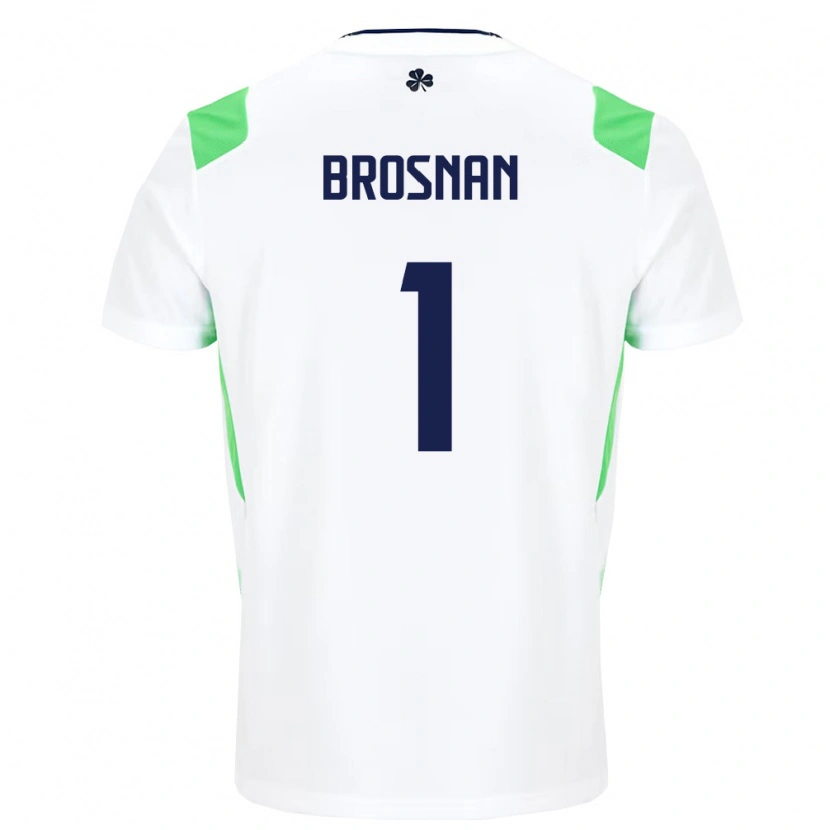 Danxen Men Ireland Courtney Brosnan #1 White Light Green Away Jersey 26-28 T-Shirt
