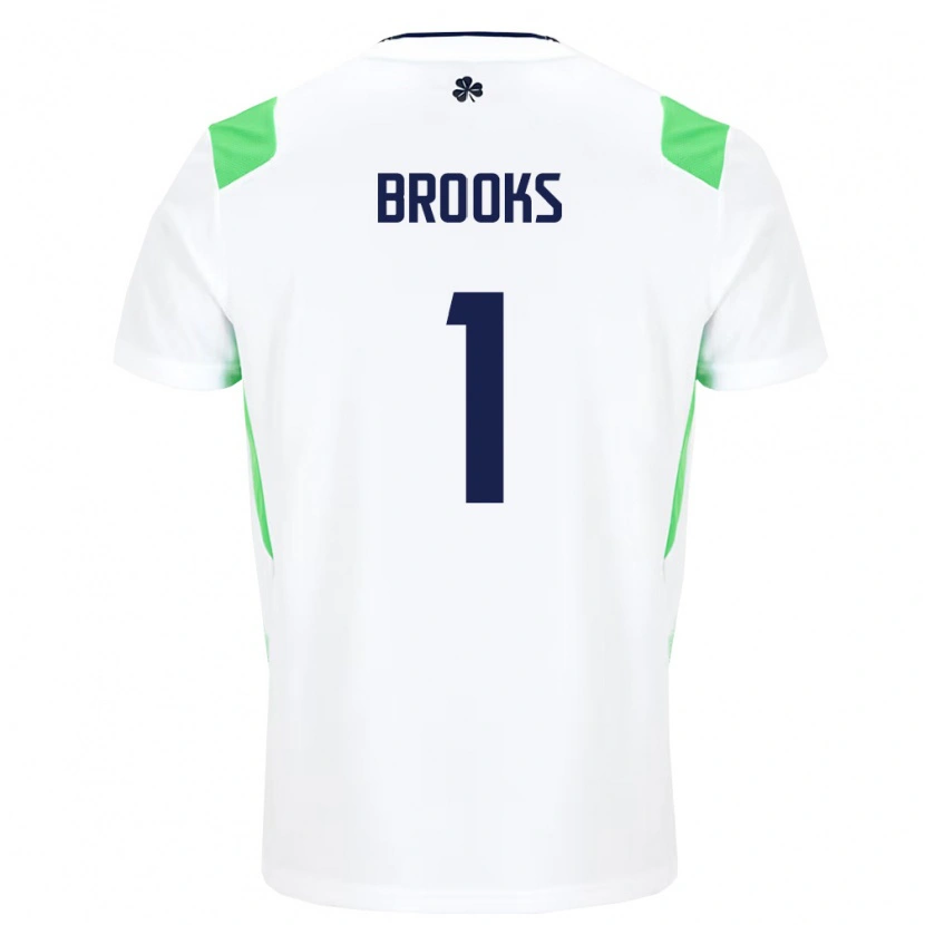 Danxen Men Ireland Tiernan Brooks #1 White Light Green Away Jersey 26-28 T-Shirt