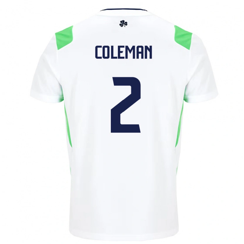 Danxen Men Ireland Séamus Coleman #2 White Light Green Away Jersey 26-28 T-Shirt