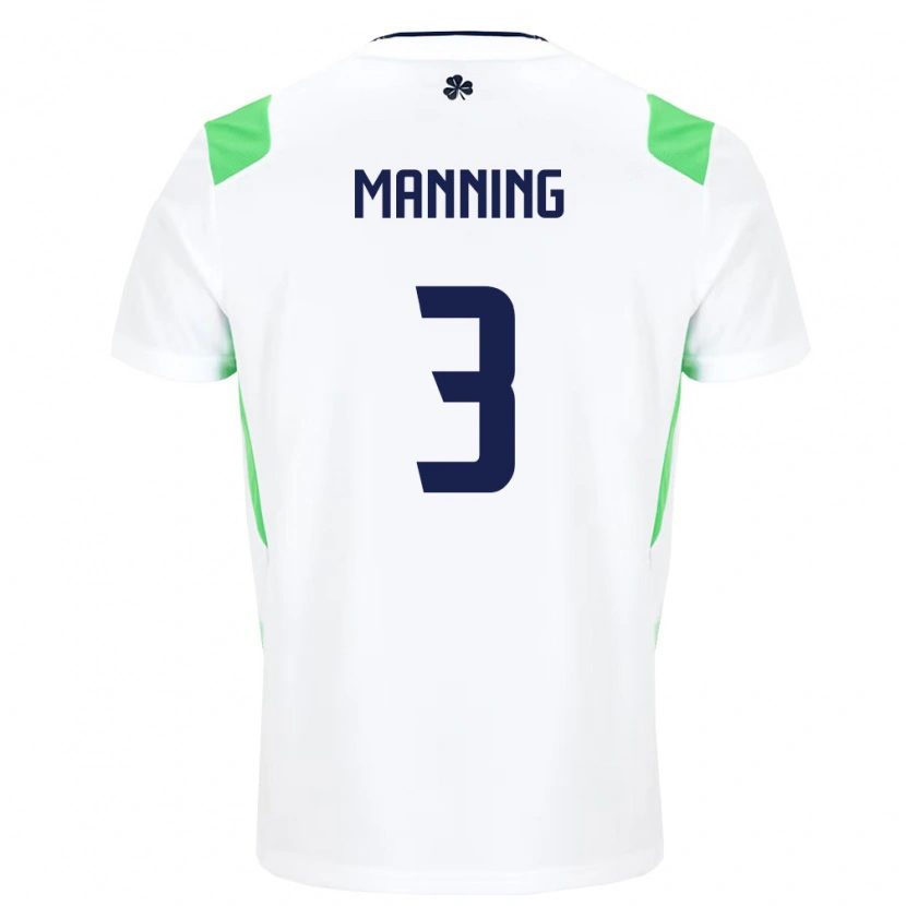 Danxen Men Ireland Ryan Manning #3 White Light Green Away Jersey 26-28 T-Shirt