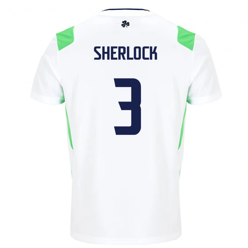 Danxen Men Ireland Finn Sherlock #3 White Light Green Away Jersey 26-28 T-Shirt