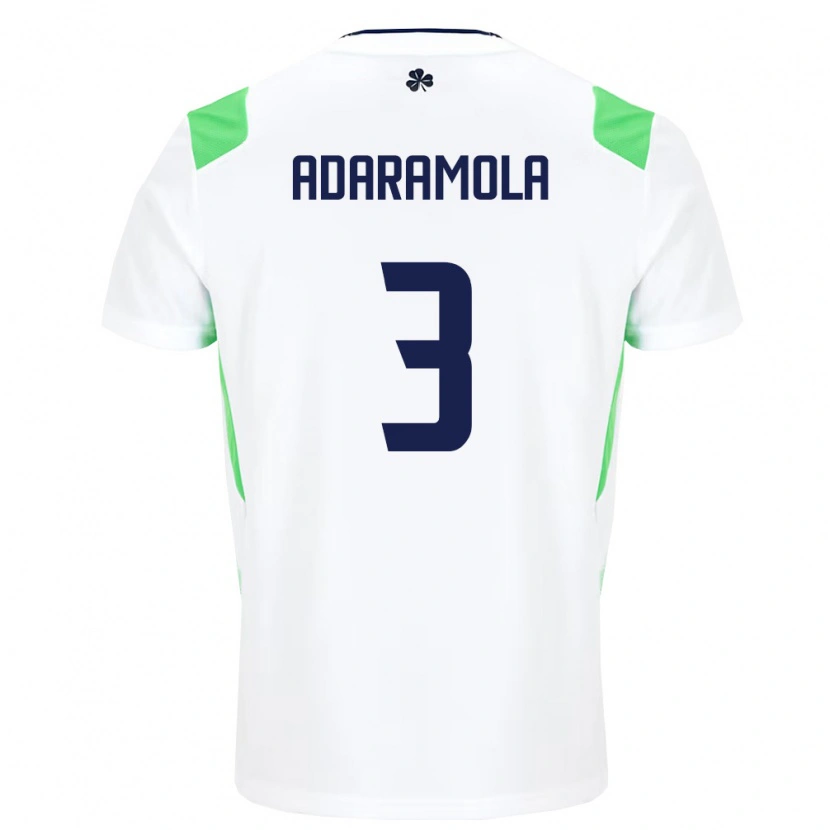 Danxen Men Ireland Tayo Adaramola #3 White Light Green Away Jersey 26-28 T-Shirt