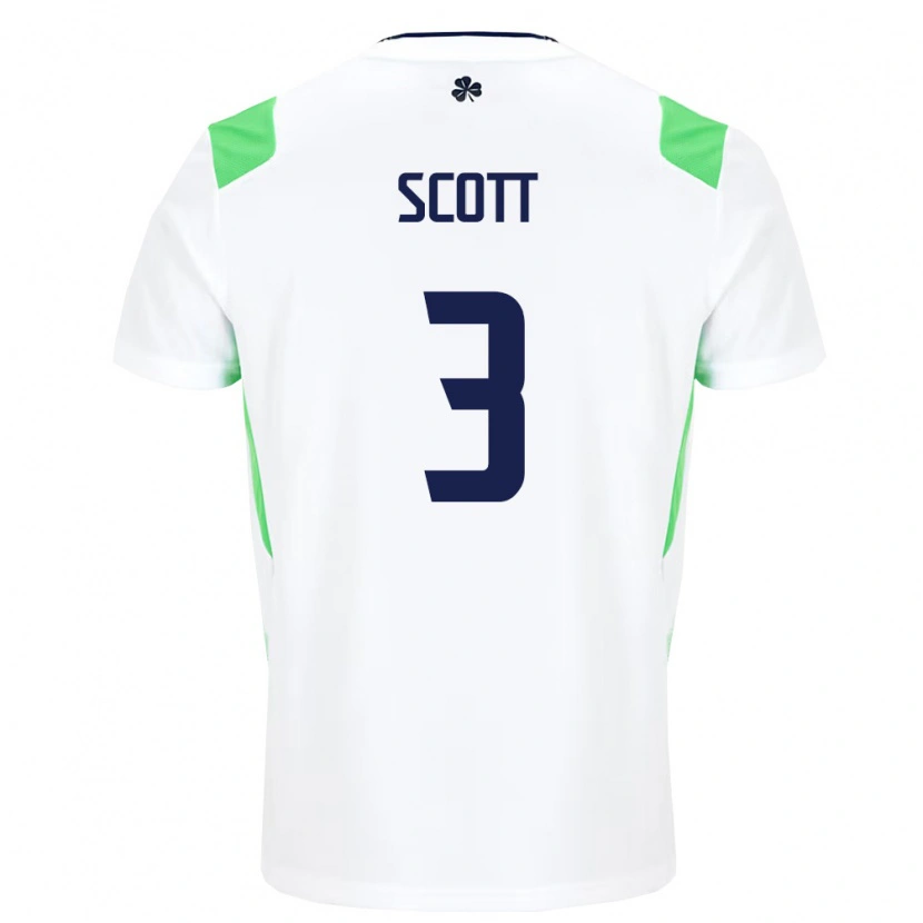 Danxen Men Ireland Harriet Scott #3 White Light Green Away Jersey 26-28 T-Shirt