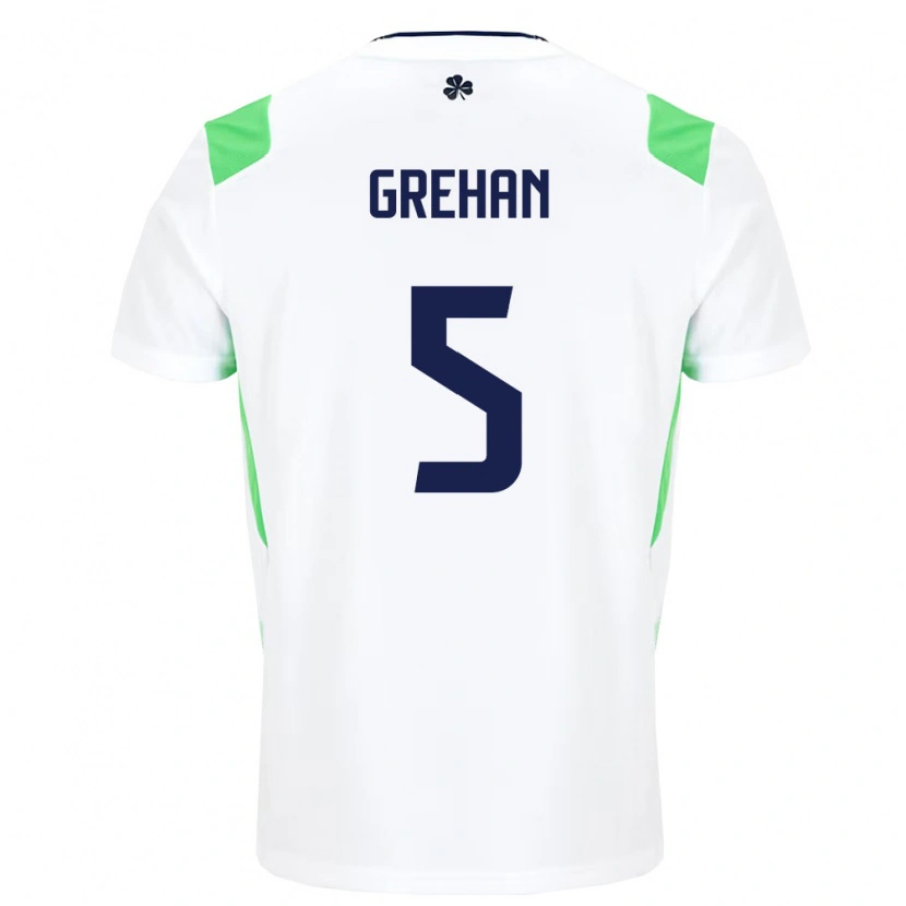 Danxen Men Ireland Seán Grehan #5 White Light Green Away Jersey 26-28 T-Shirt